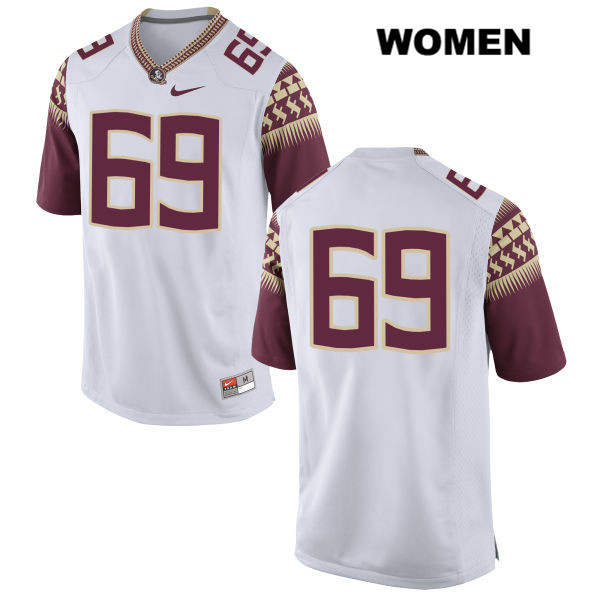 Women's NCAA Nike Florida State Seminoles #69 Landon Dickerson College No Name White Stitched Authentic Football Jersey XQG3669UW